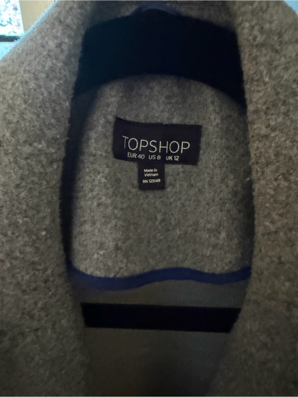 Topshop Gray Wool-Blend Single-Button Notch Lapel Pea Coat View 2